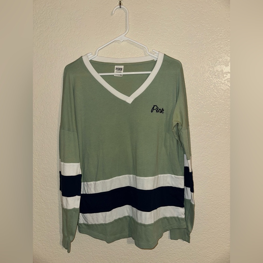 Rare*** Victoria's Secret Pink Green V-Neck Sweater